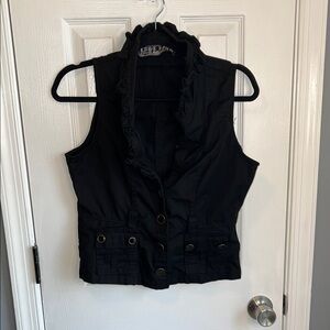 Last Kiss Black Ruffled Vest